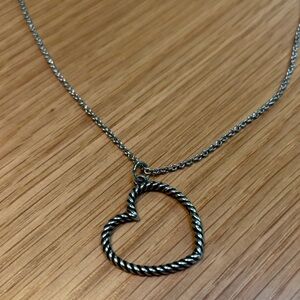 James Avery Sterling Silver Twisted Rope Open Heart Necklace 925